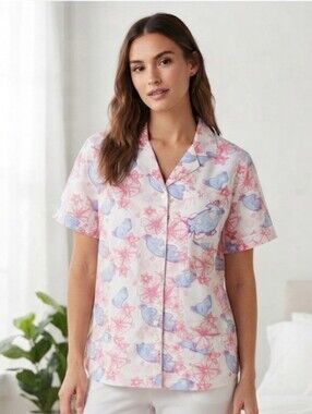 Disney Store Eeyore Tropical Hibiscus 100% Cotton Short Sleeve Sleep Shirt Sz XL